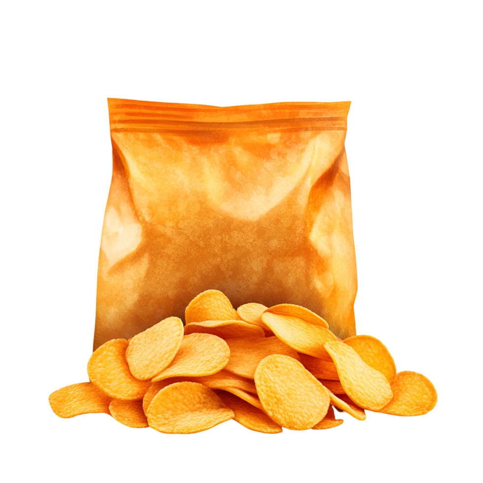 potato chips in a bag on a transparent background png