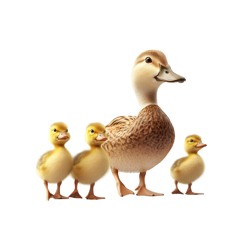 Adorable Duck Family With Baby Ducks Transparent Background png