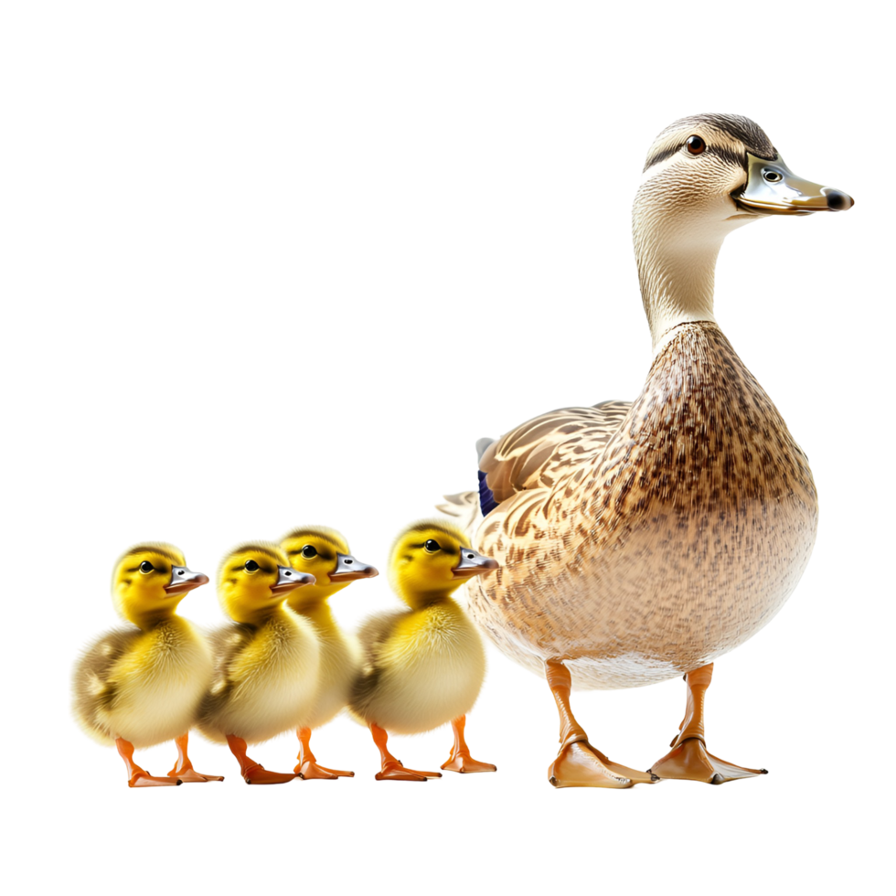 Cute Cartoon Ducks Family Walking Together Transparent Background png