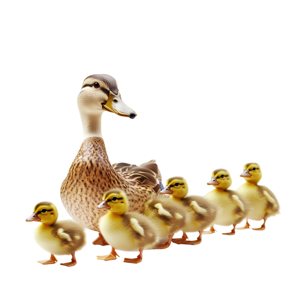 a family of ducks on a transparent background png
