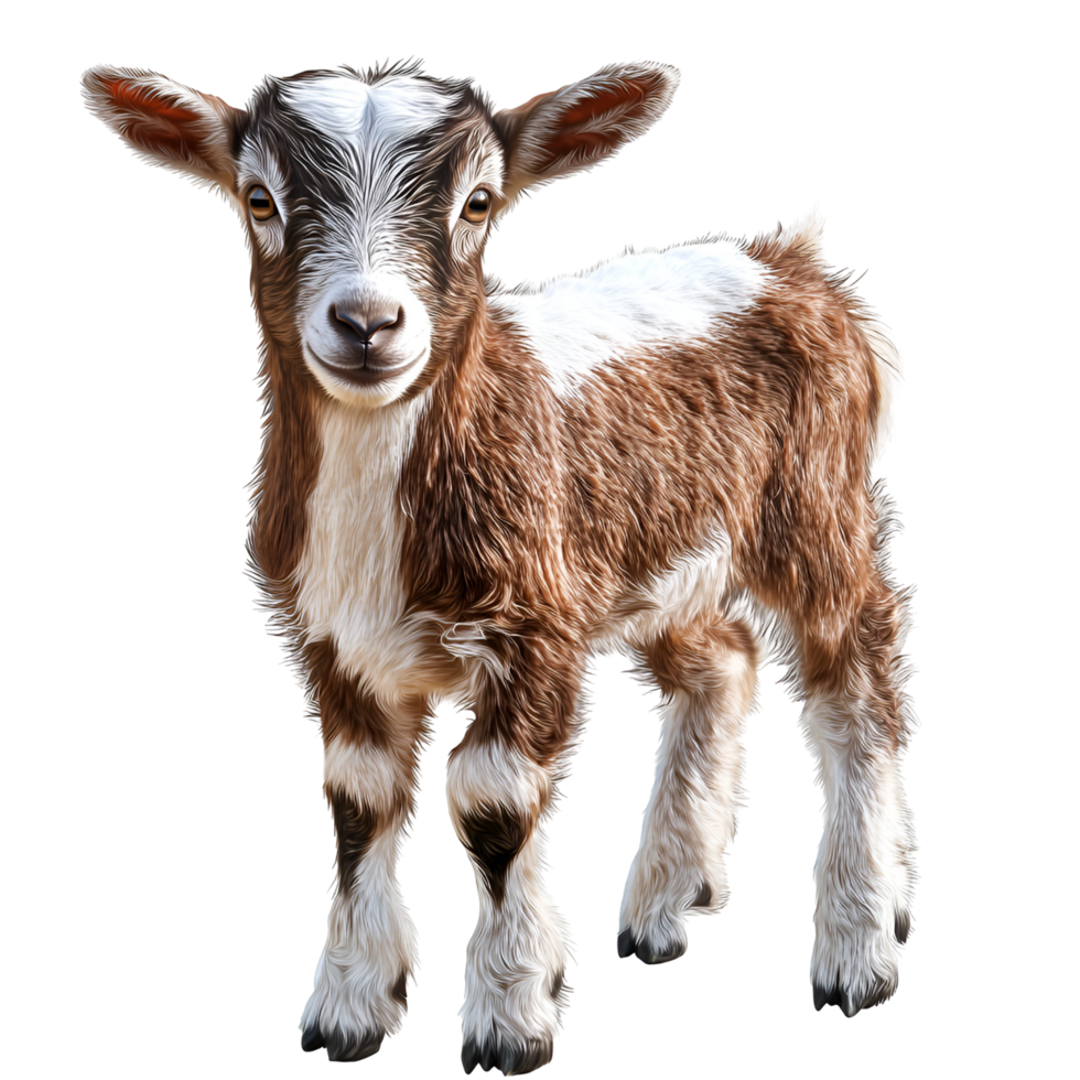 Adorable Black And White Baby Goat Sitting Isolated Transparent Background png