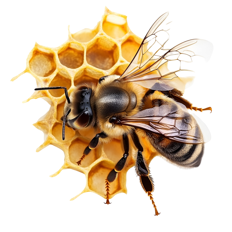 Swarm Of Bees On Honeycomb Structure Transparent Background png