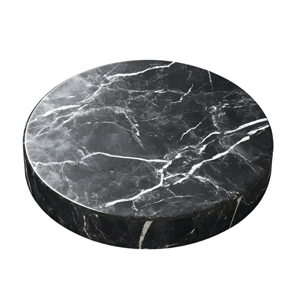 Black Marble Round Table With White Marble Top Transparent Background png