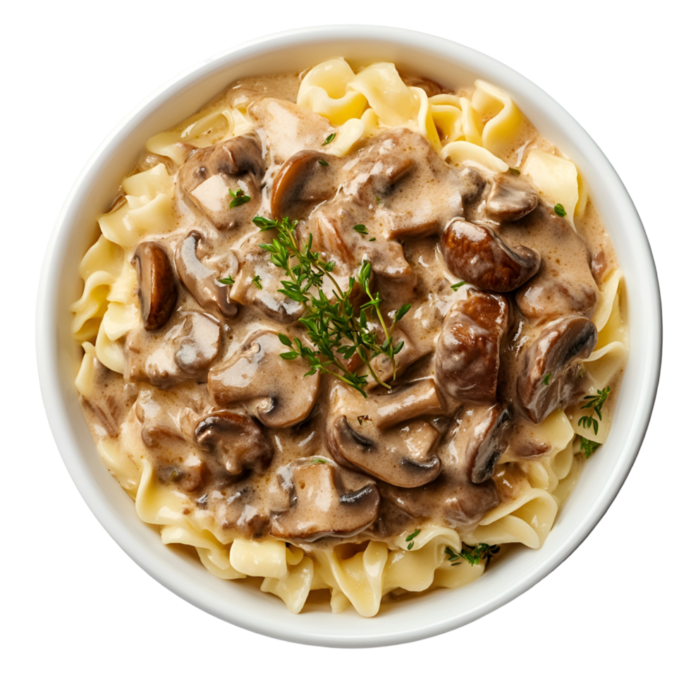 Delicious Mushroom Stroganoff With Noodles On Transparent Background png