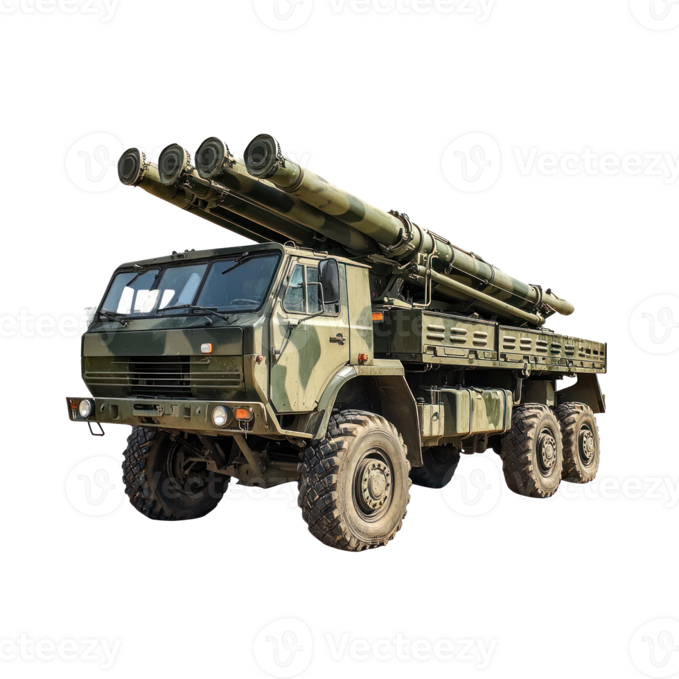 Missile Launcher Truck military vehicle isolate on transparent background png