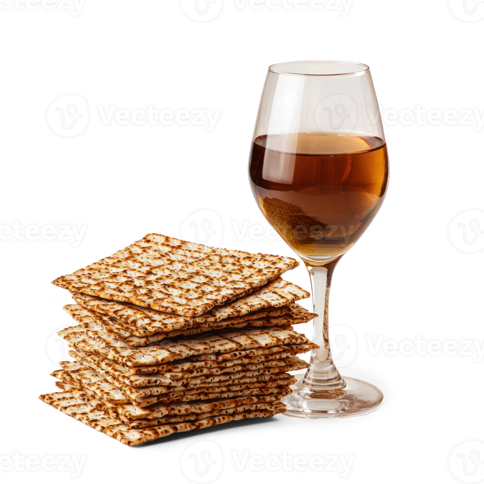 Matzos and wine side view isolate on transparent background png
