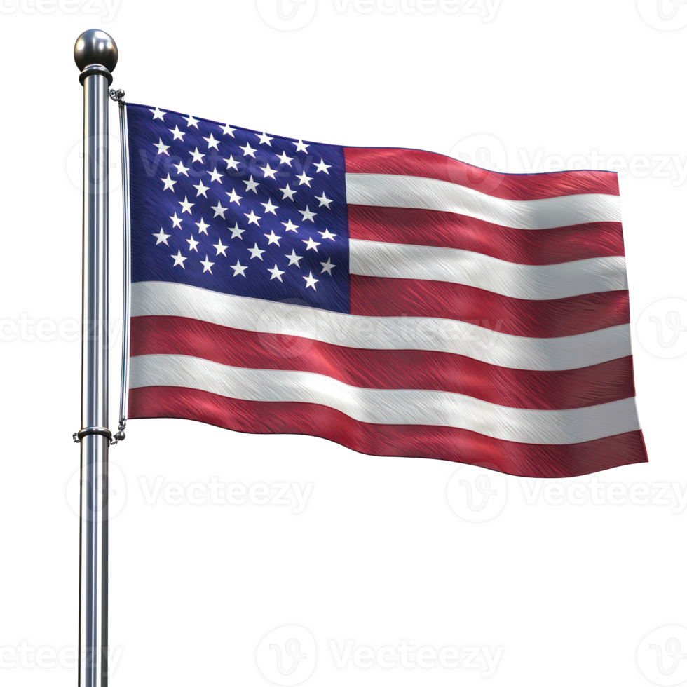 Cross with american flag waving in the wind isolate on transparent background png