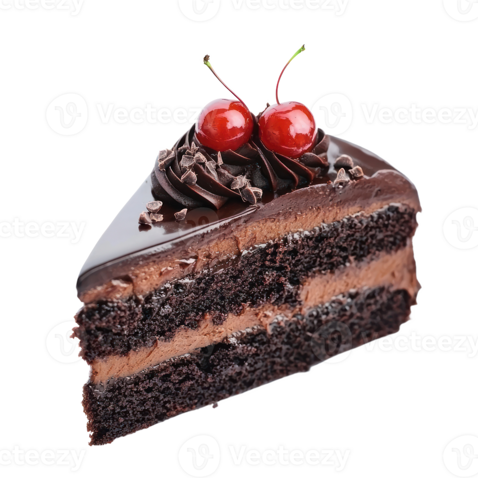Slice Chocolate Cake isolate on transparent background png