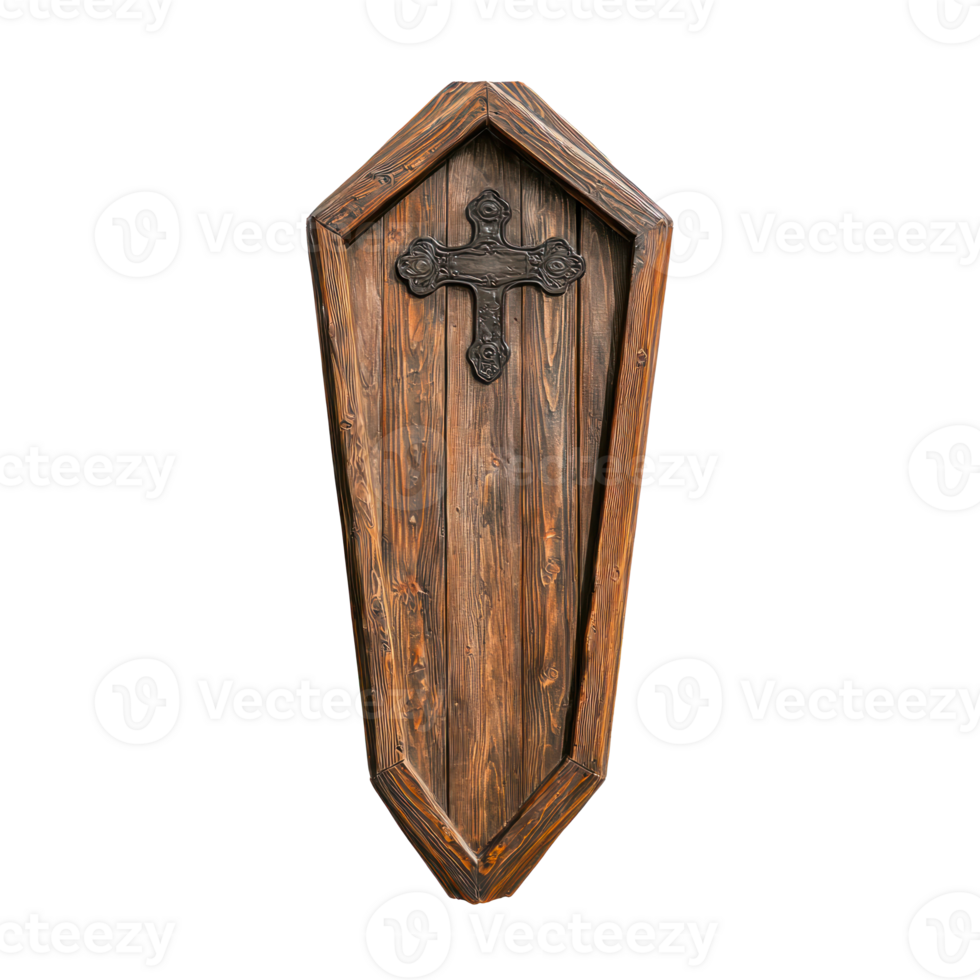 a wooden coffin with a cross on it png
