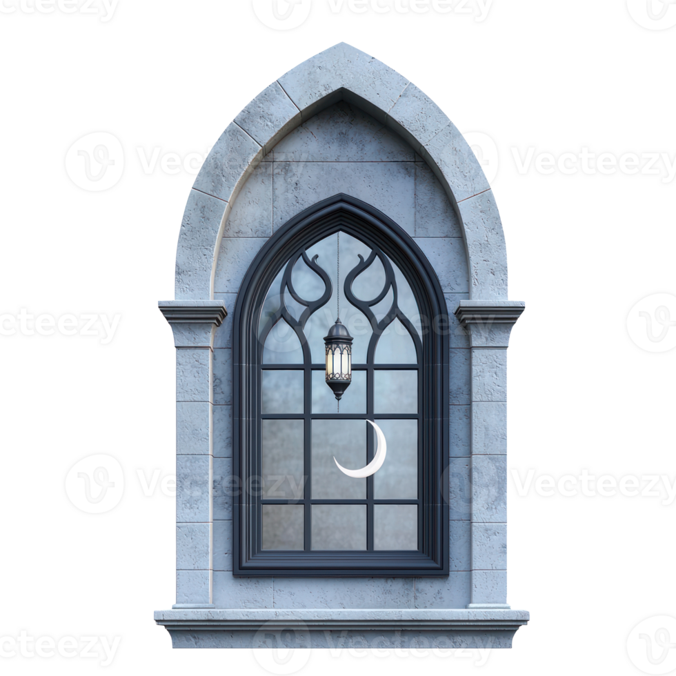 a window with a crescent moon isolate on transparent background png