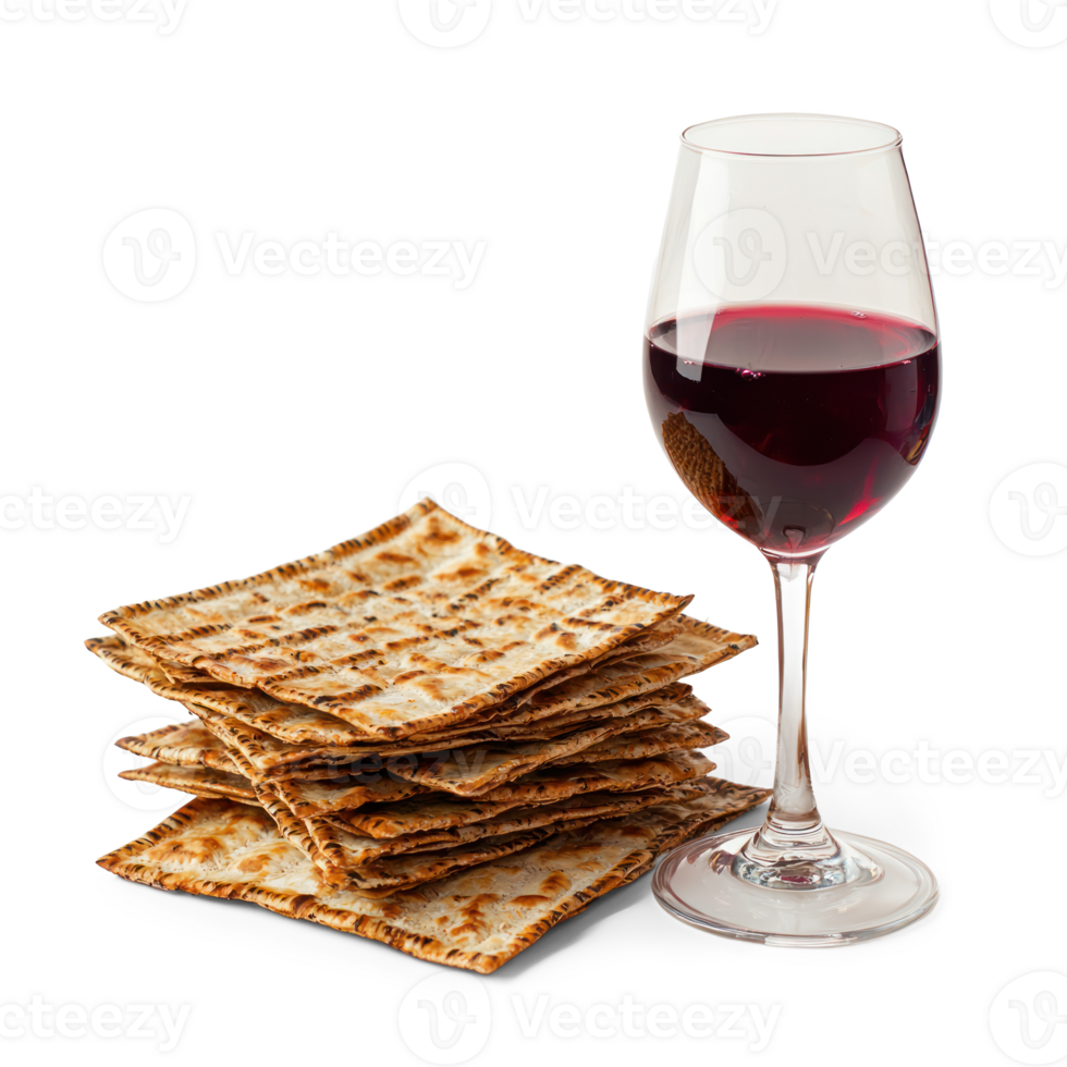 Matzos and wine isolate on transparent background png
