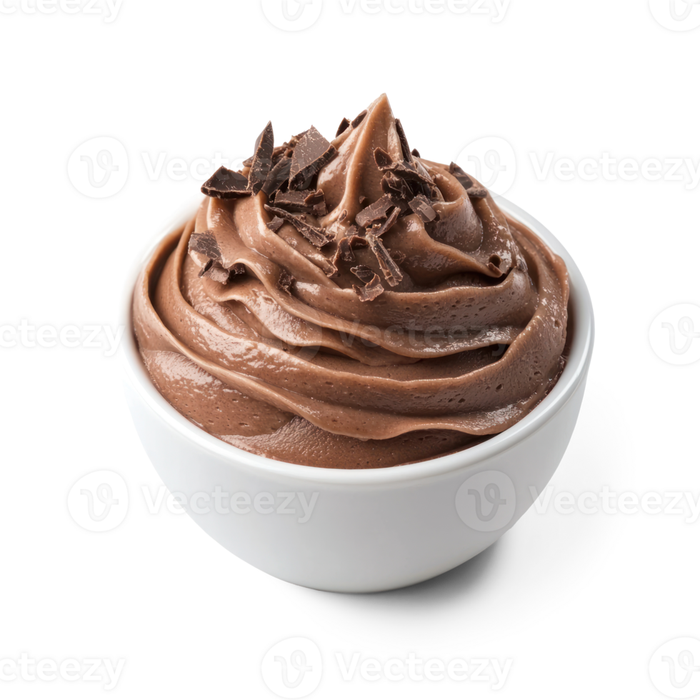 chocolate frosting in a bowl on a transparent background png