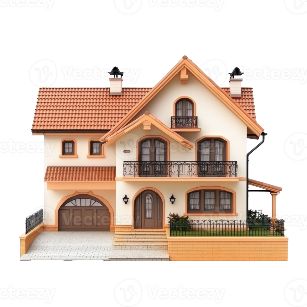 house with a garage and a balcony on background png
