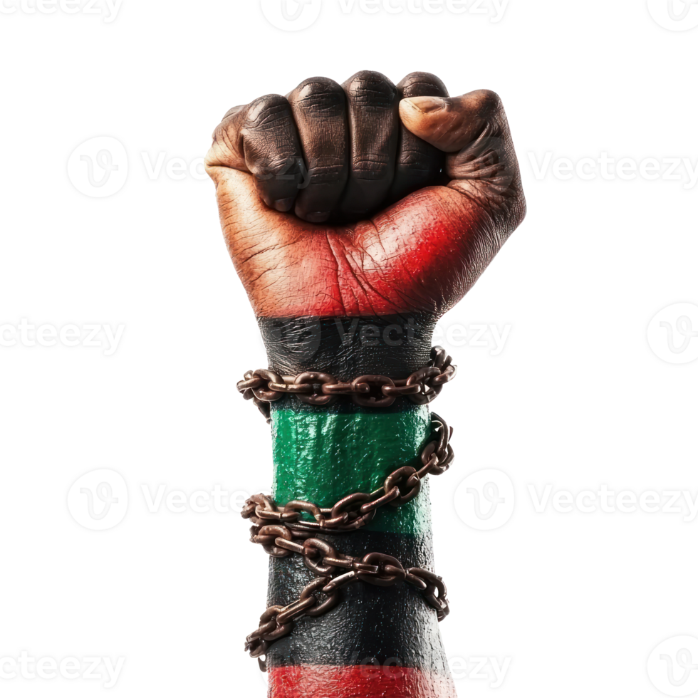 african american man with painted fist and chains png