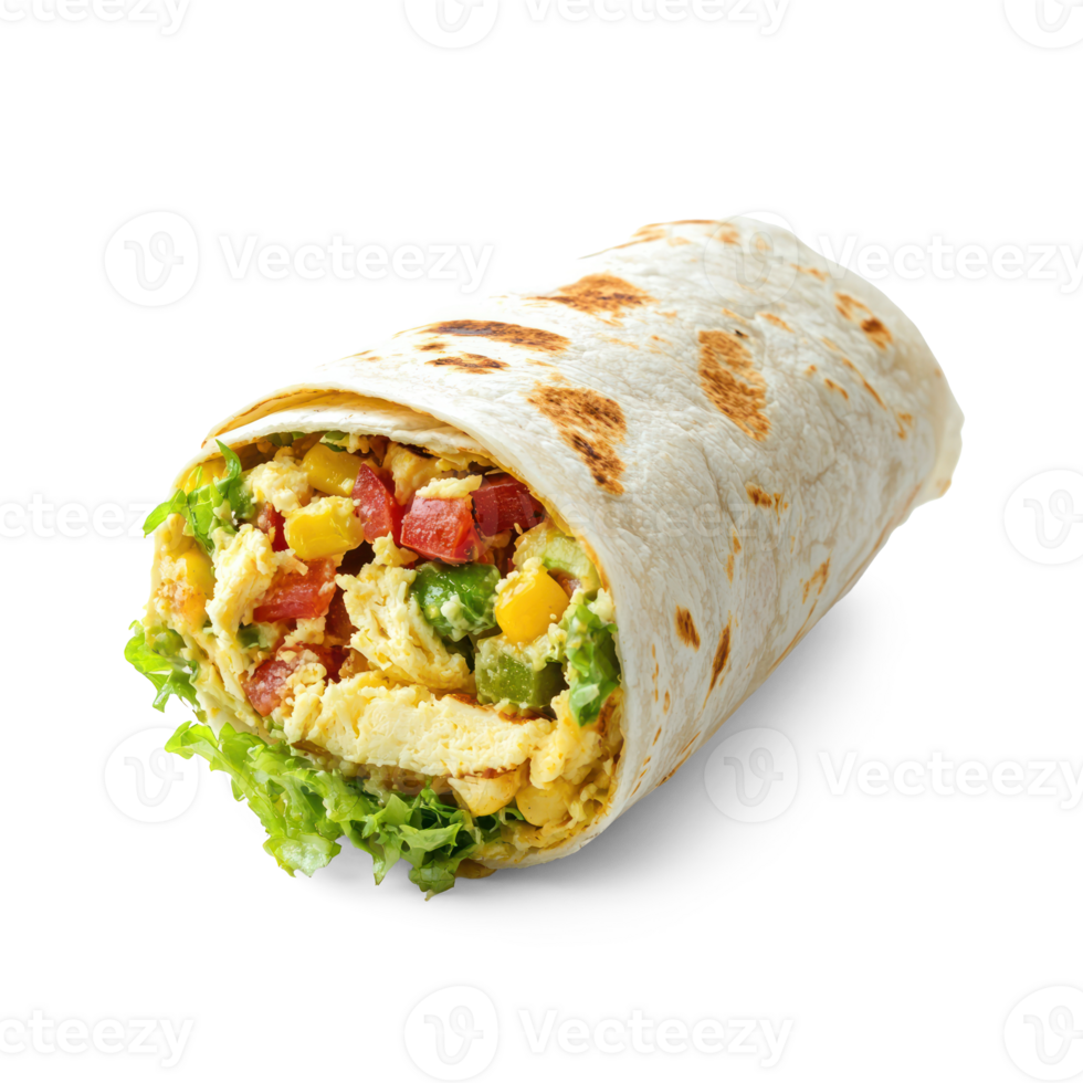 a burrito with vegetables and meat isolate on transparent background png