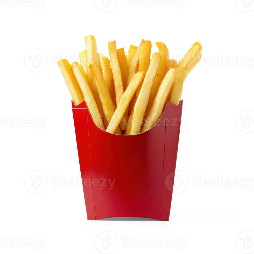french fries in a red box on a white background png