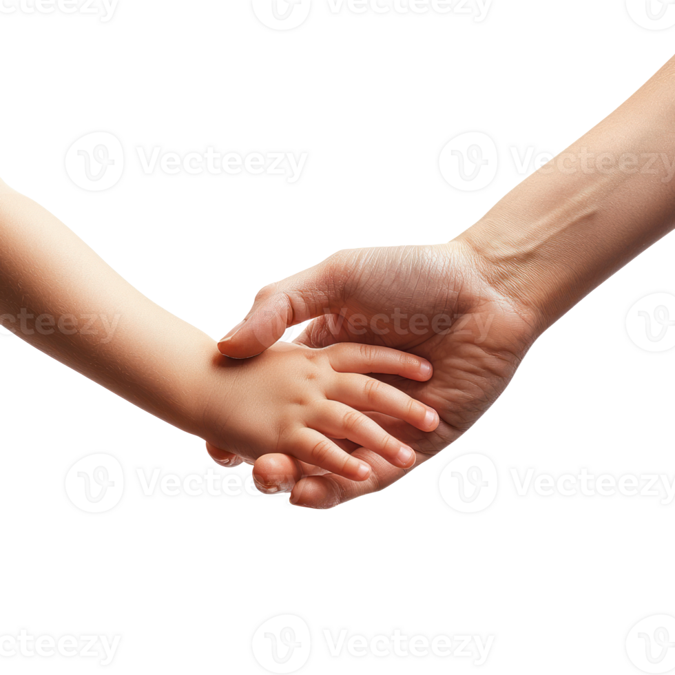 Mother and child holding hands isolate on transparent background png