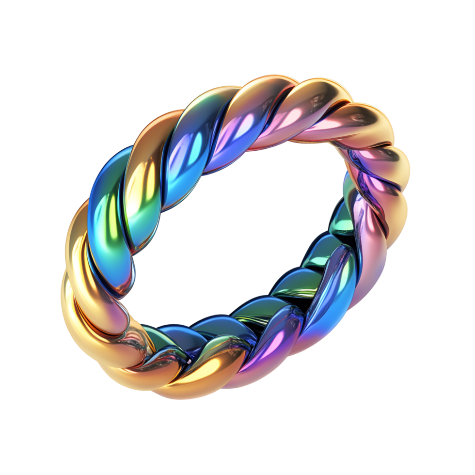 3D Multicolor Bracelet With Gold Lock on Transparent Background png