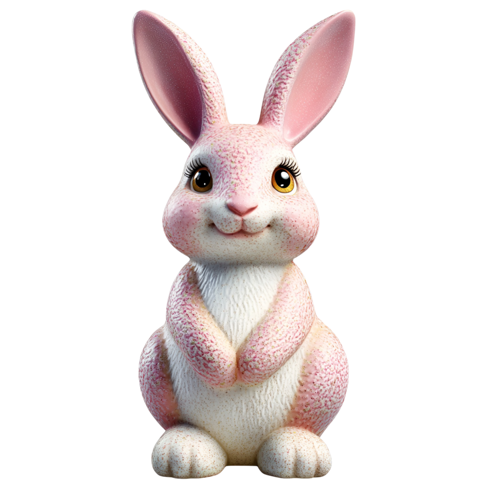 a pink rabbit figurine on a transparent background png