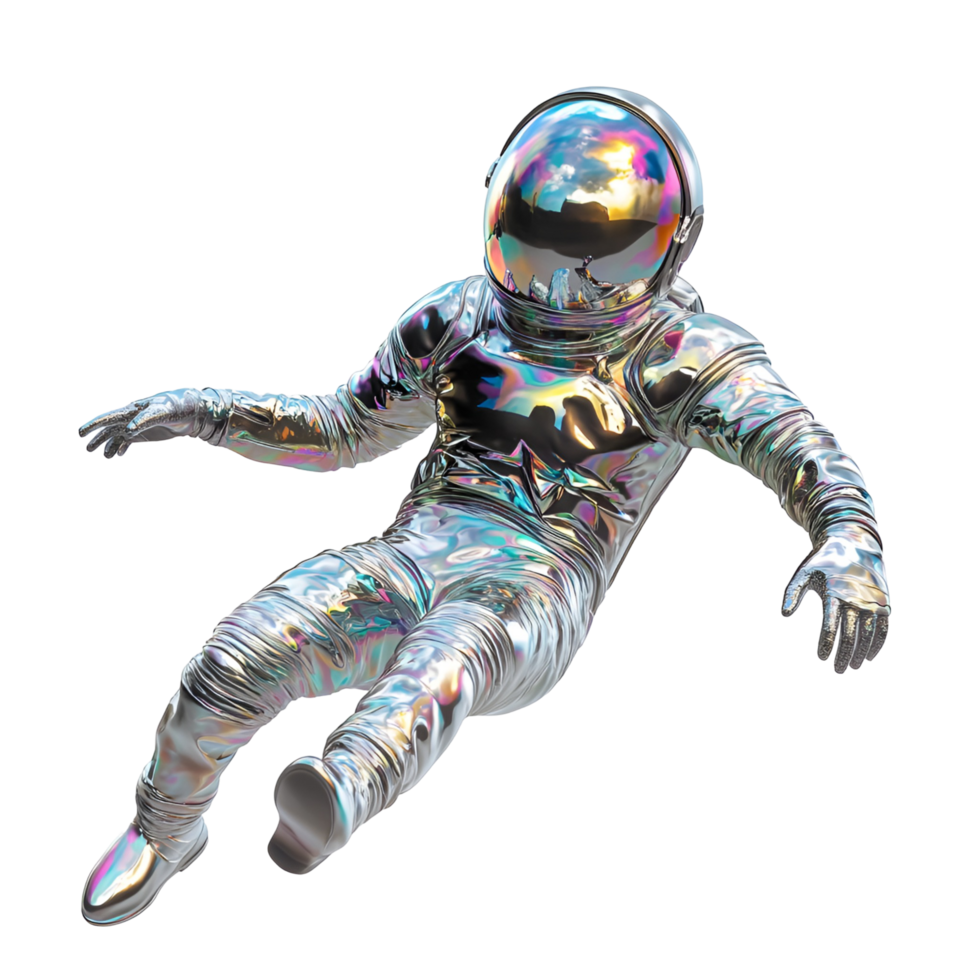 3D Cosmonaut Drifting in Outer Space on Transparent Background png
