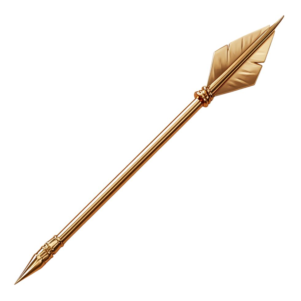 Golden Arrow Shaped Pin Arrow Design On Transparent Background png