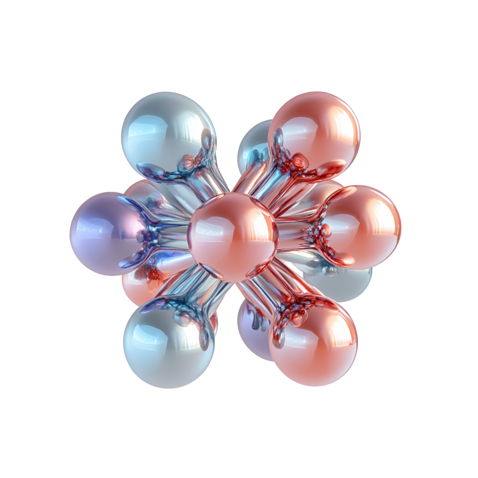3D Rendering of a Molecule with Multiple Spheres on Transparent Background png