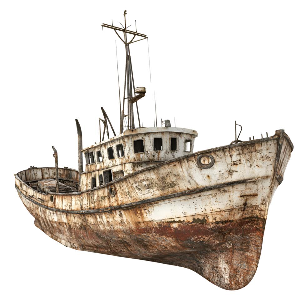 Rustic Abandoned Rowboat on Transparent Background png