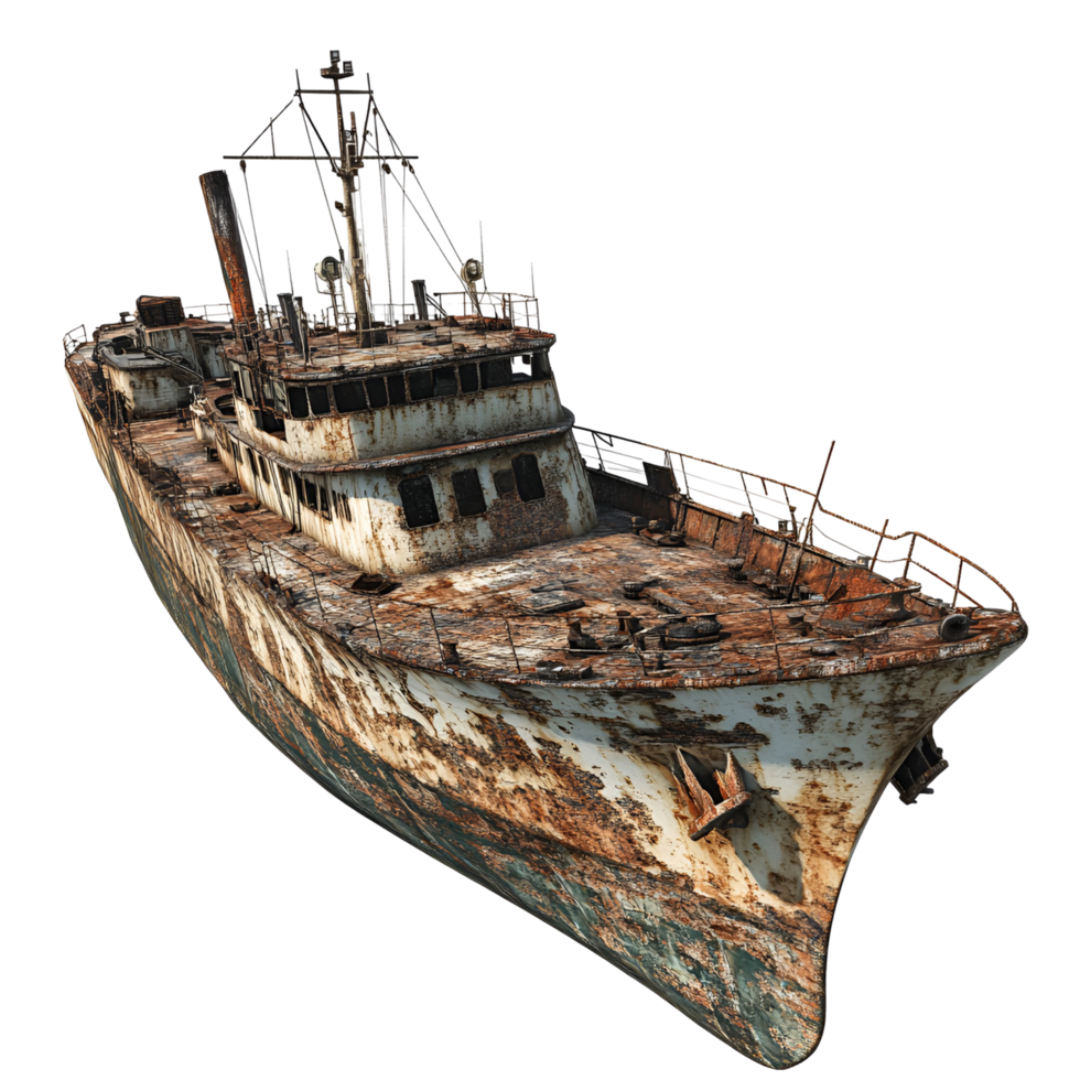 an old rusty ship on a transparent background png
