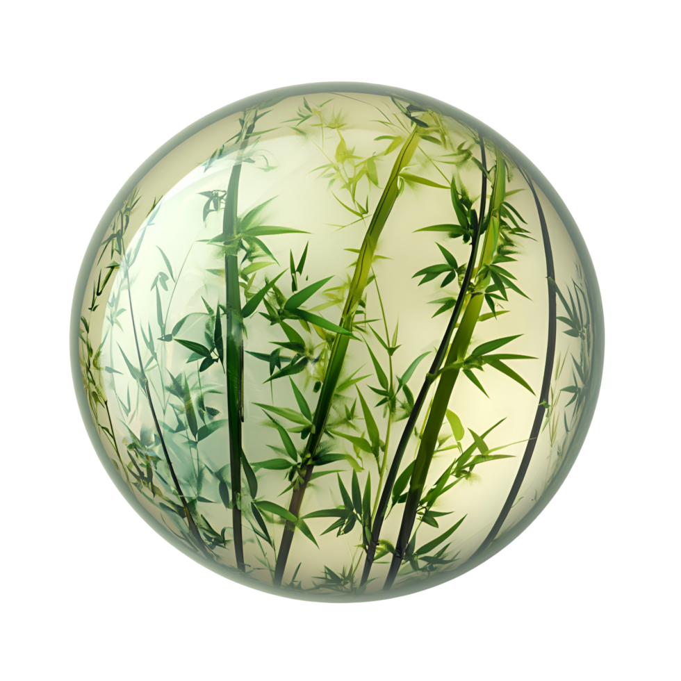 Shiny Green Globe With Foliage Inside On Transparent Background png