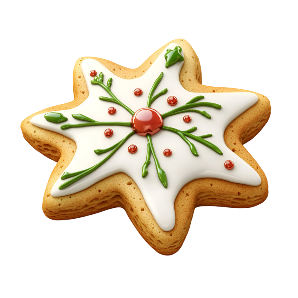 3D Festive Star Cookie with Textured Star Design on Transparent Background png