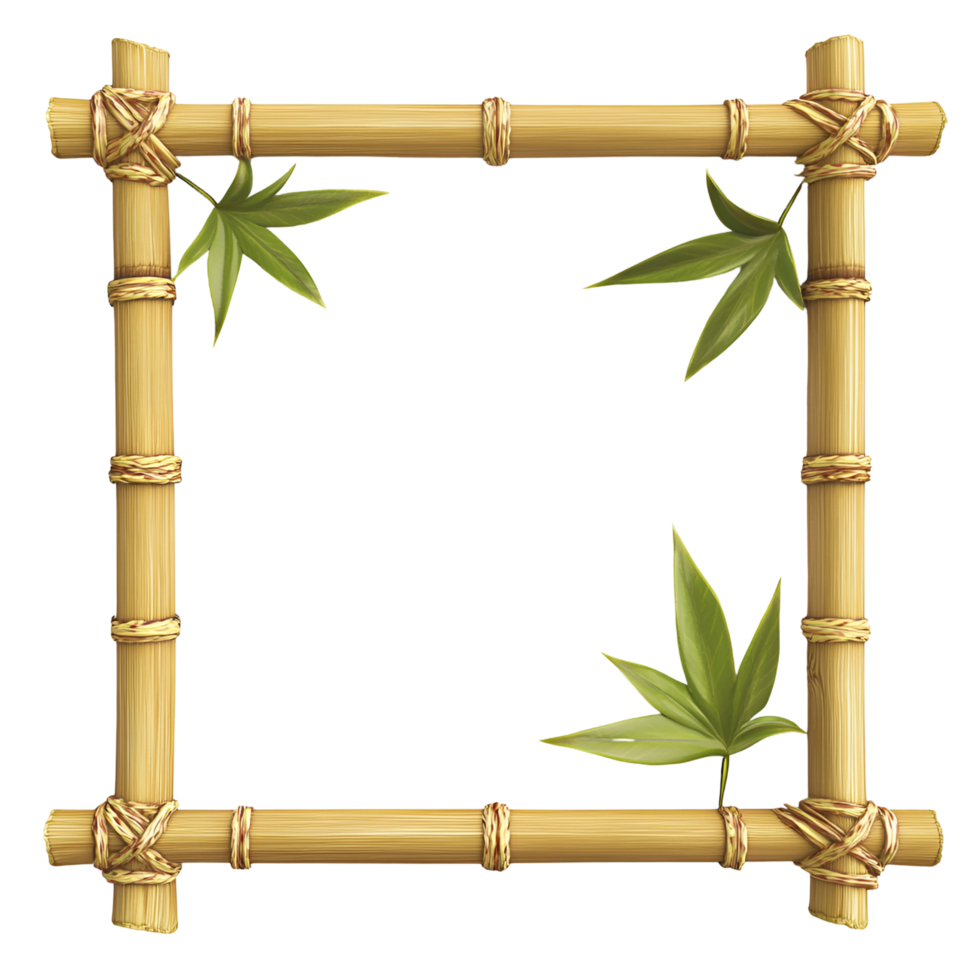 Rustic Wooden Frame With Twisted Rope On Transparent Background png