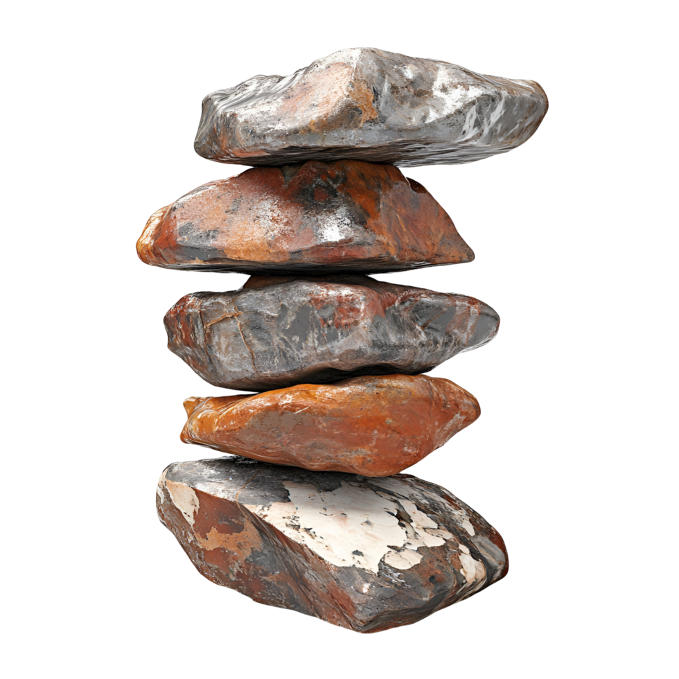 3D Realistic Stack Of Rocks On Transparent Background png