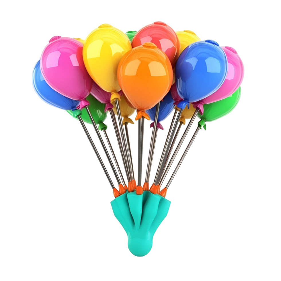 Colorful Balloons On A Stick With Hand Holding Them Transparent Background png