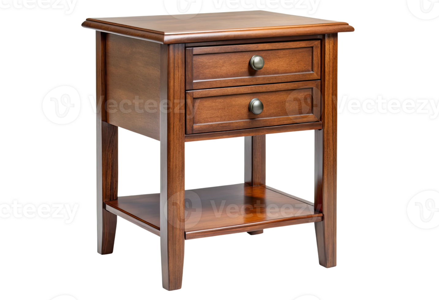 Wooden nightstand with drawer png