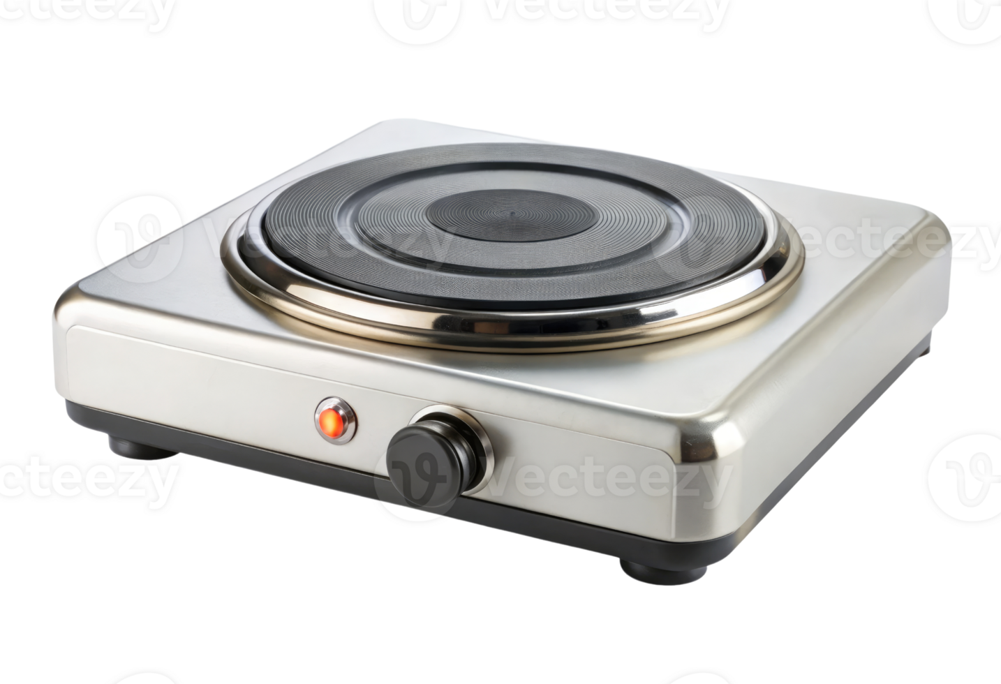 Silver electric stove burner isolated with transparent background. png