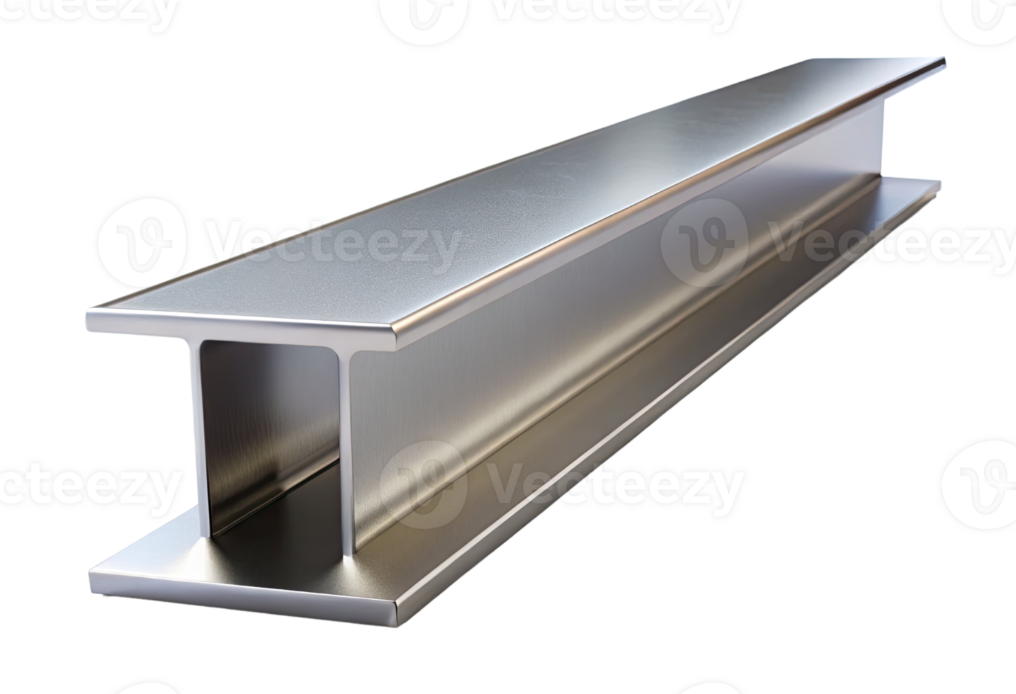 Steel beam segment isolated with transparent background. png