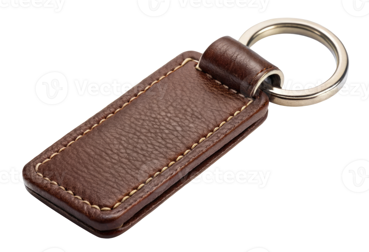 Leather keychain isolated with transparent background. png
