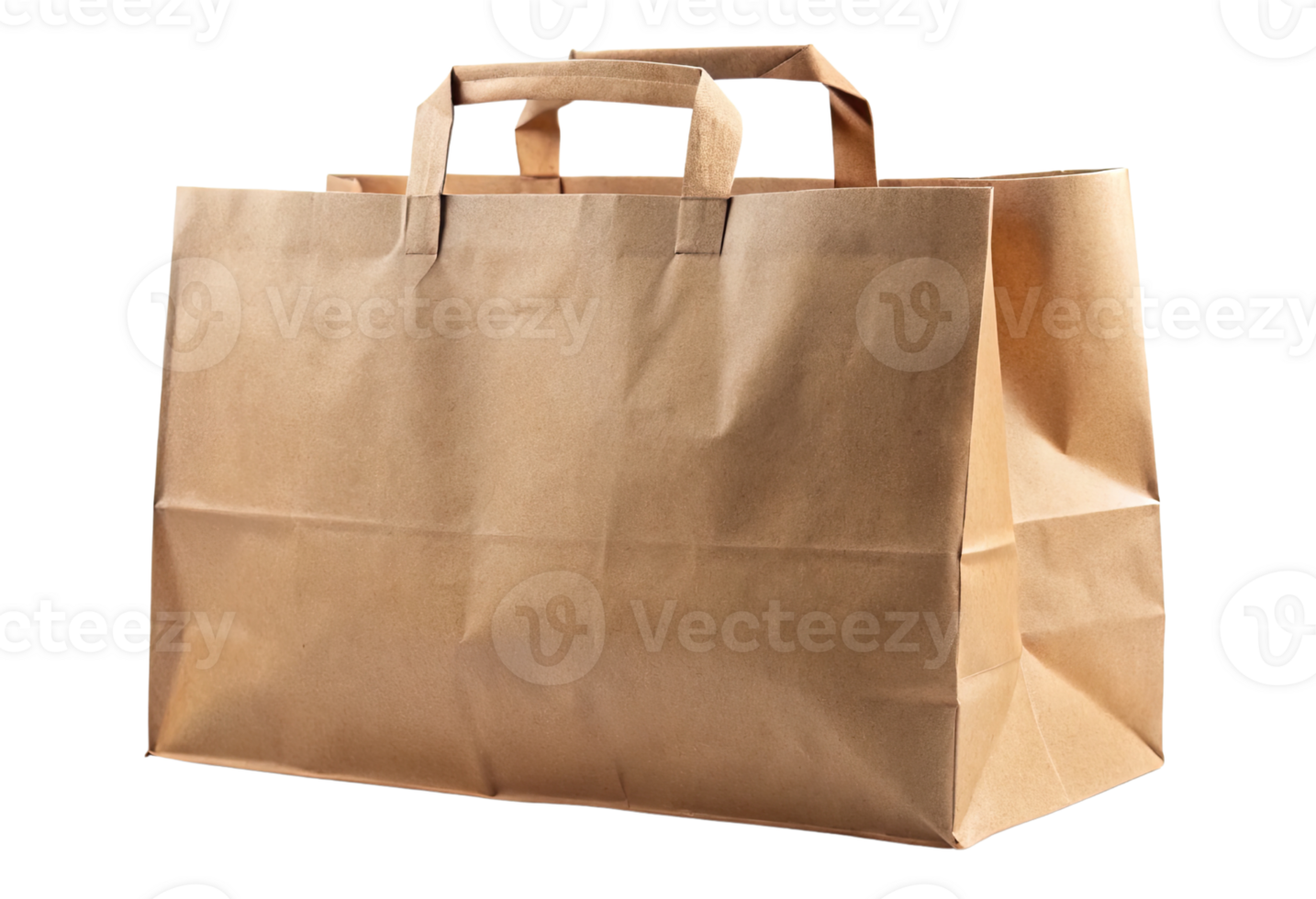 Brown paper shopping bag isolated with transparent background. png