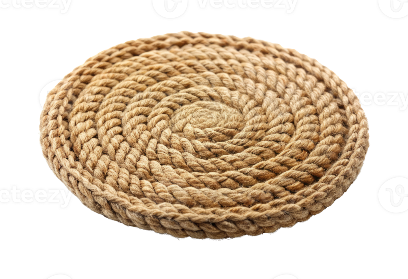 Coiled jute rope mat isolated with transparent background. png