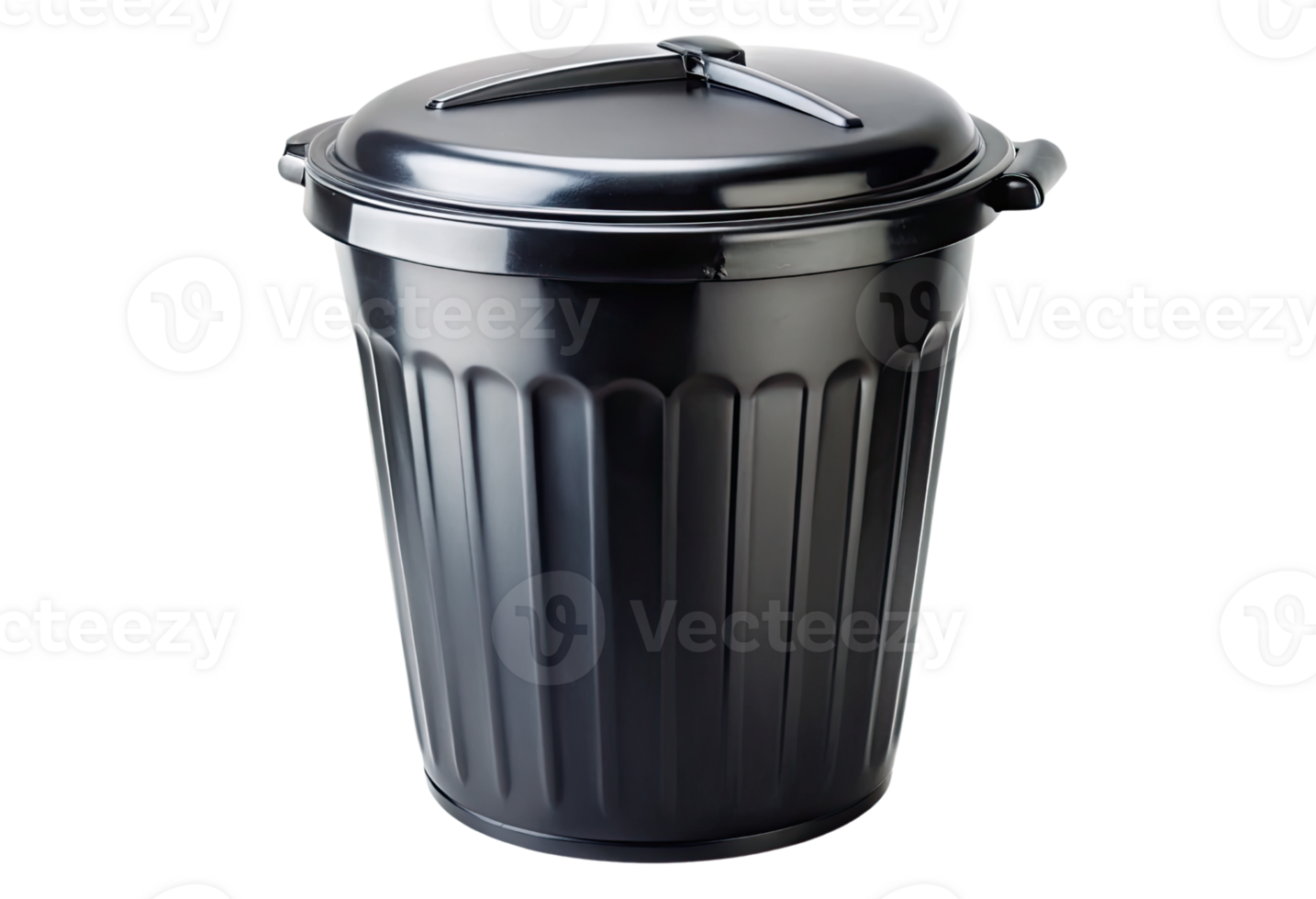 Small black metal trash can isolated with transparent background. png