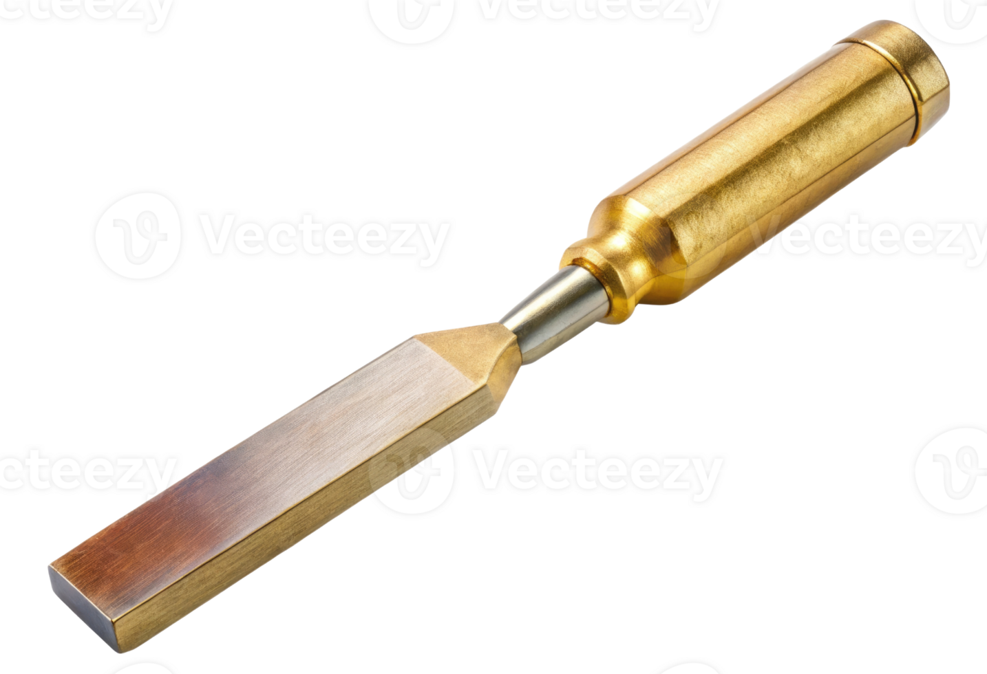 Chisel with brass handle isolated with transparent background. png