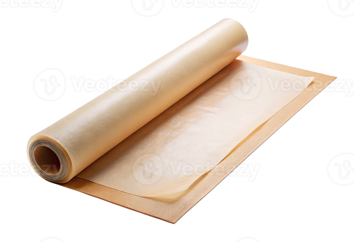 Roll of baking parchment paper isolated with transparent background. png