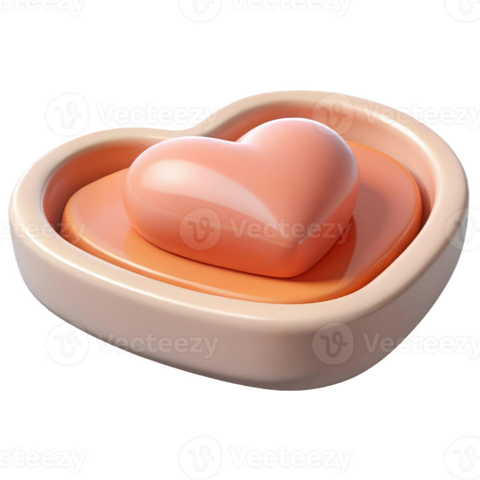 Nested heart shapes 3d render isolated on transparent png