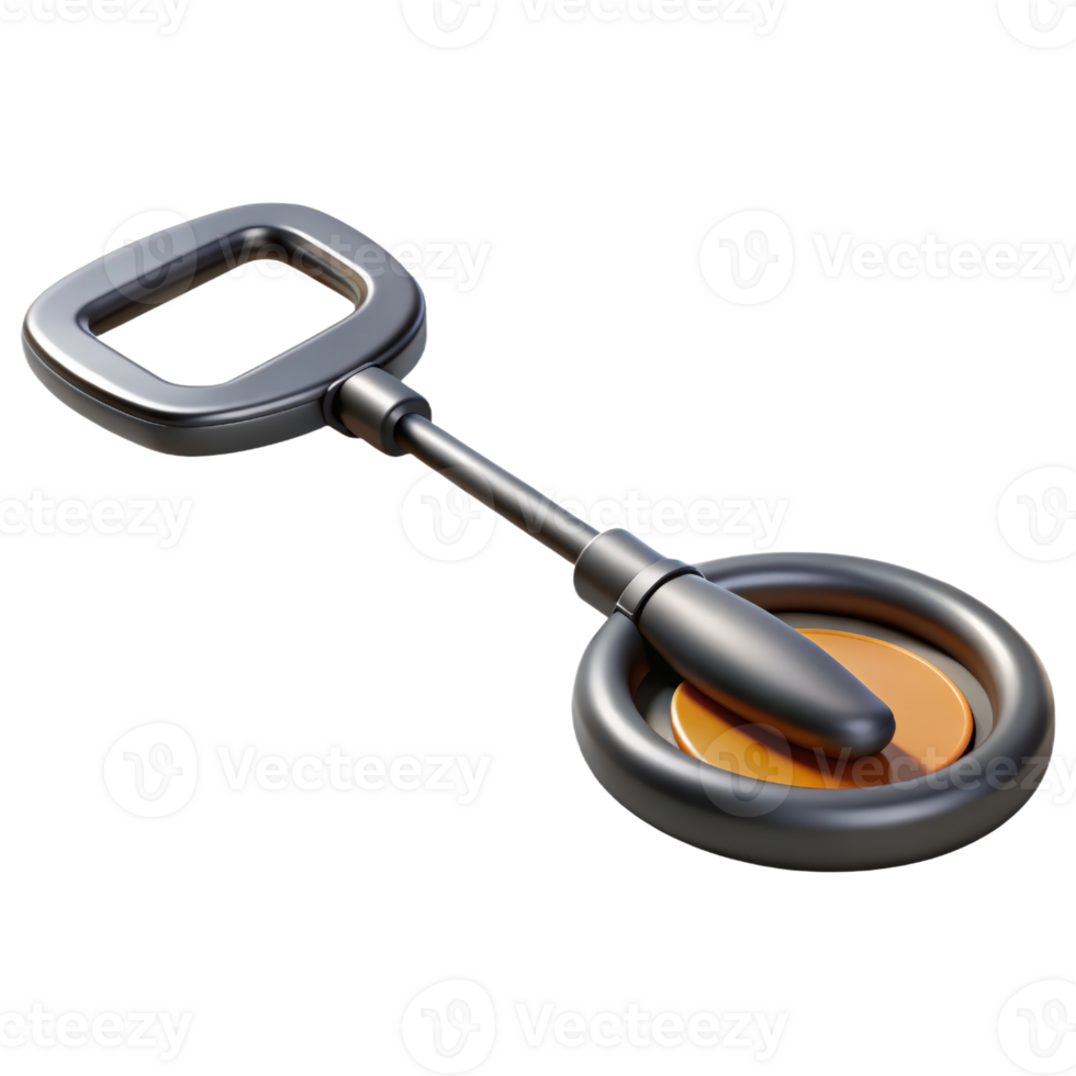 Metal detector toy 3d render isolated on transparent png