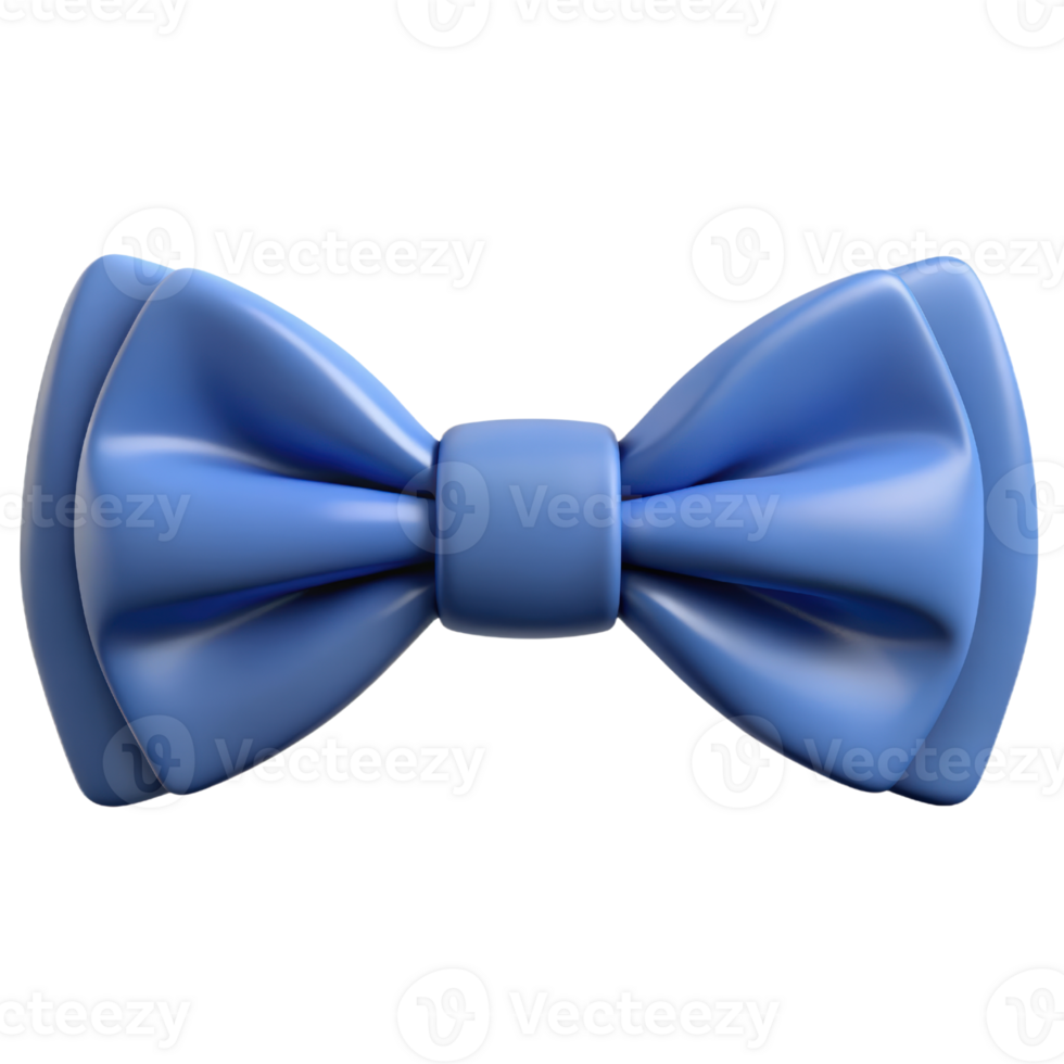 Blue bow tie 3d render isolated on transparent png