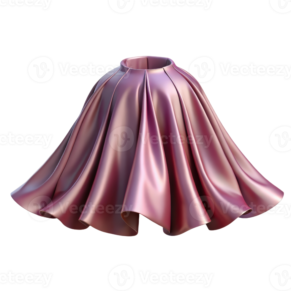 Flowing pink skirt 3d render isolated on transparent png