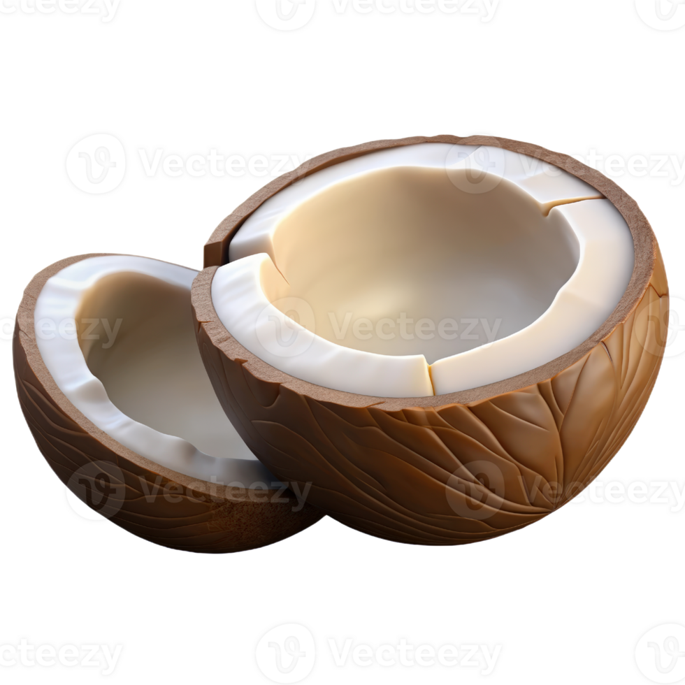 Coconut 3d render isolated on transparent png