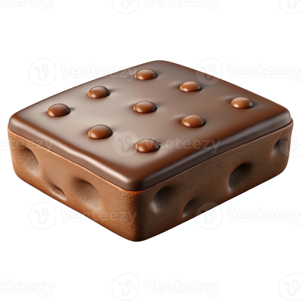 Square chocolate bar 3d render isolated on transparent png