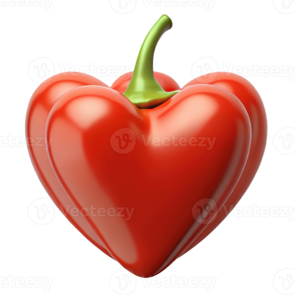 A red pepper in the shape of a heart png