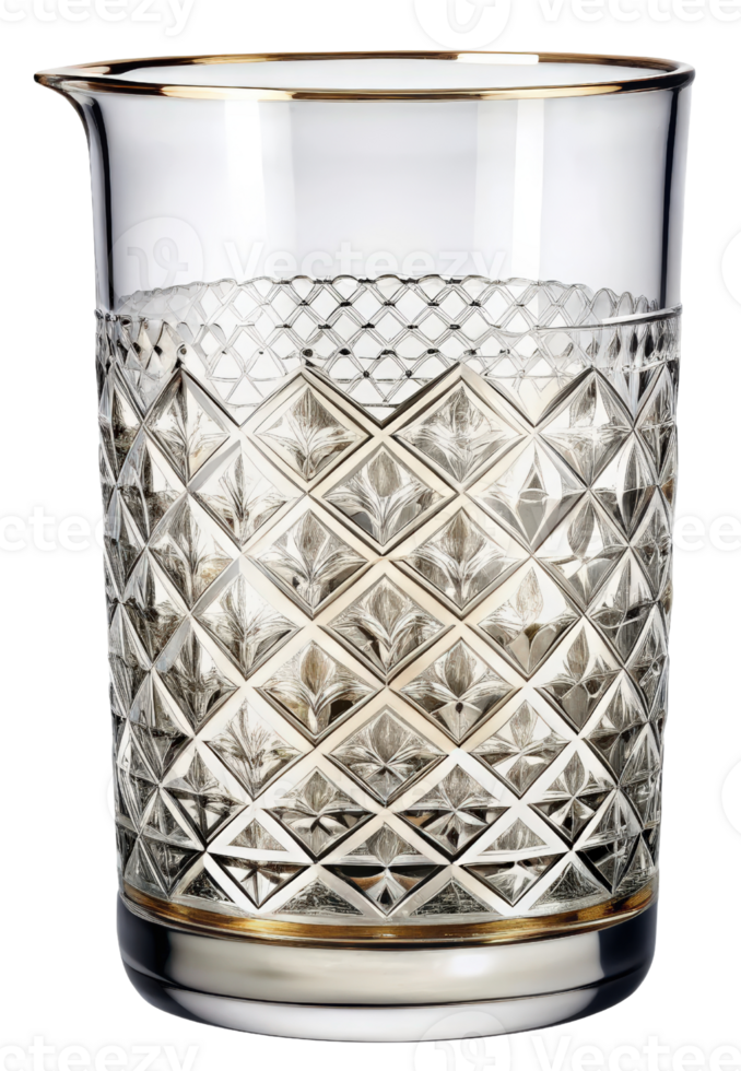 Elegant crystal cocktail mixing glass on a transparent background png